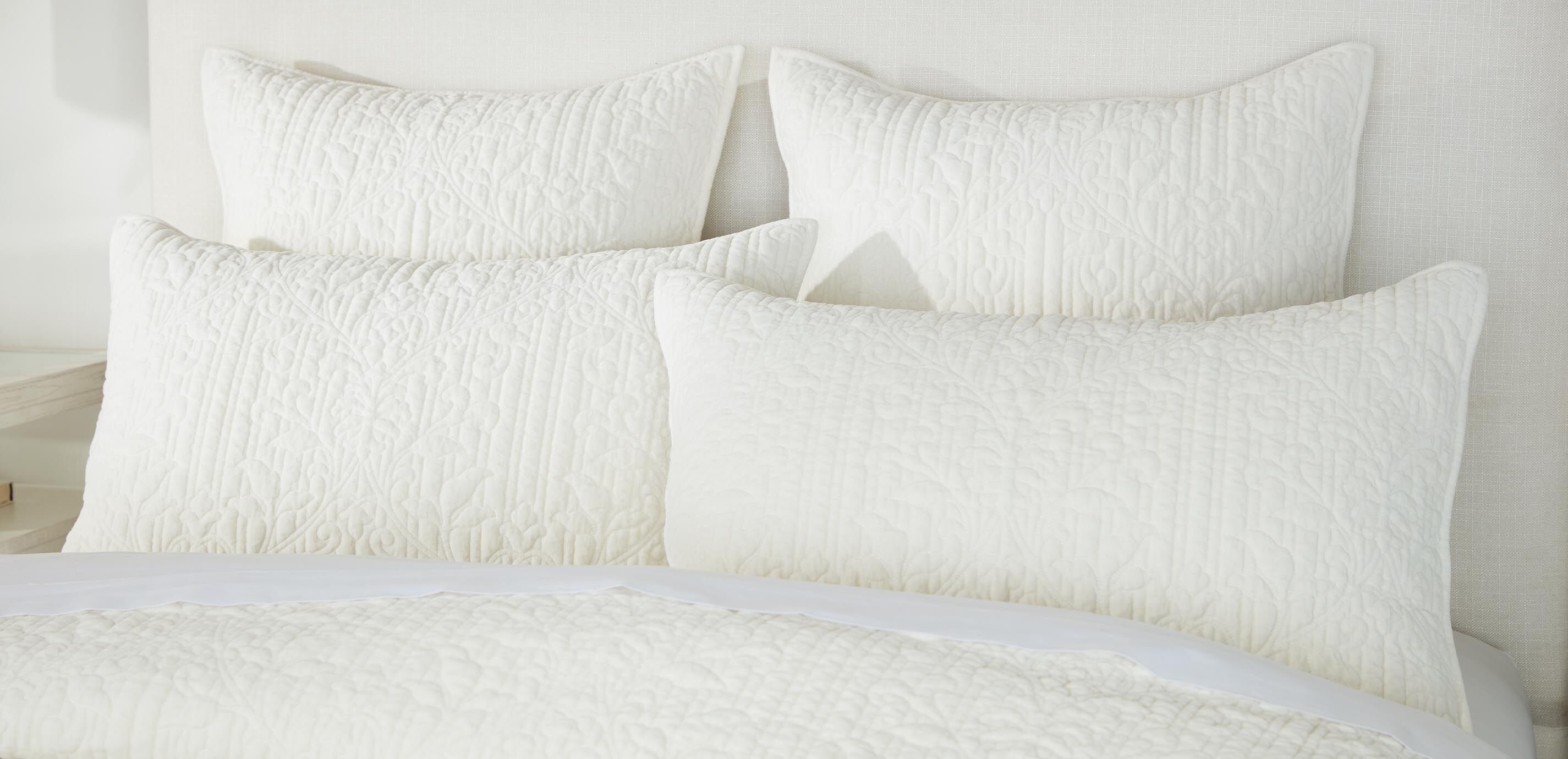 Garment-Dyed Velvet Quilt and Shams Set, Ivory_2