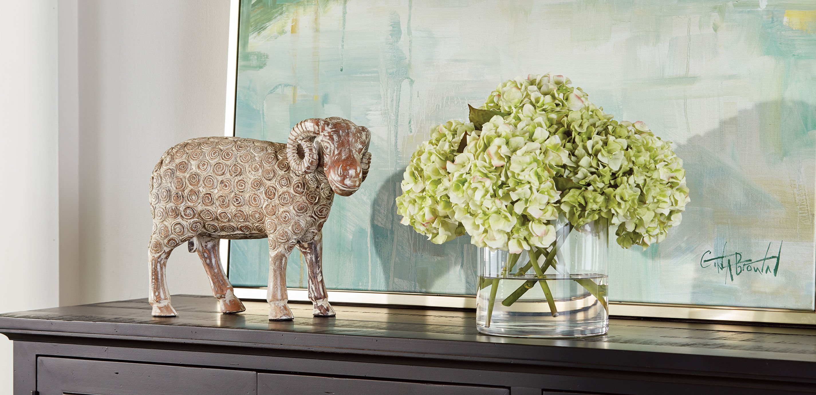 Green Hydrangea Mix in Vase, Real Touch_3