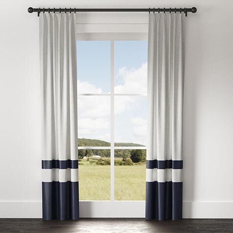 Sayre Washed Linen Drapery Panel with Trim Border image