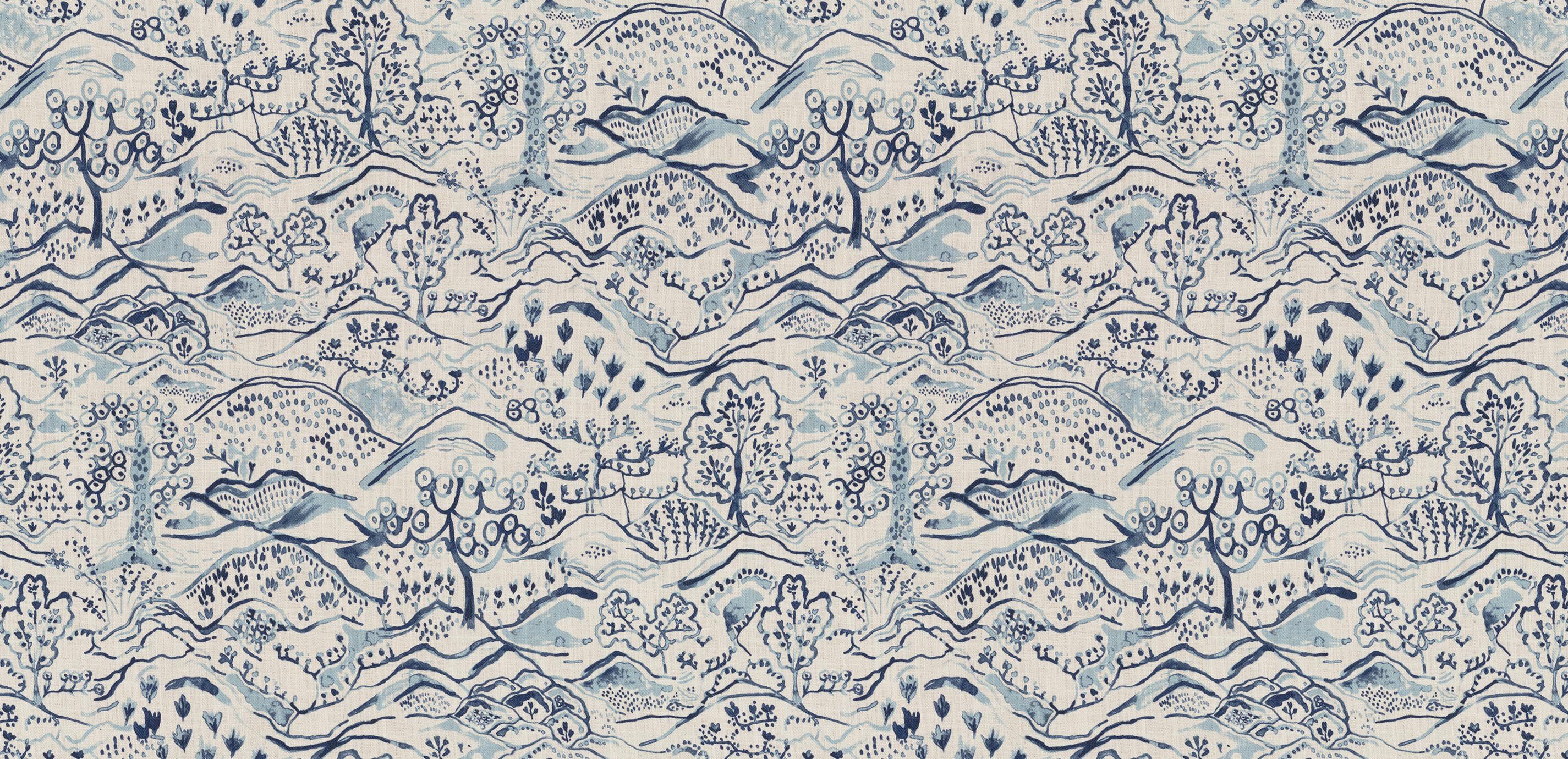 Idlewyld Blue Fabric By the Yard