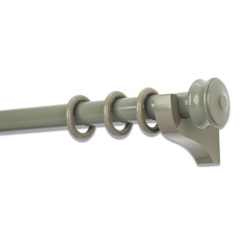 Painted Wood Drapery Hardware Set with Cuffed End Cap Finial image
