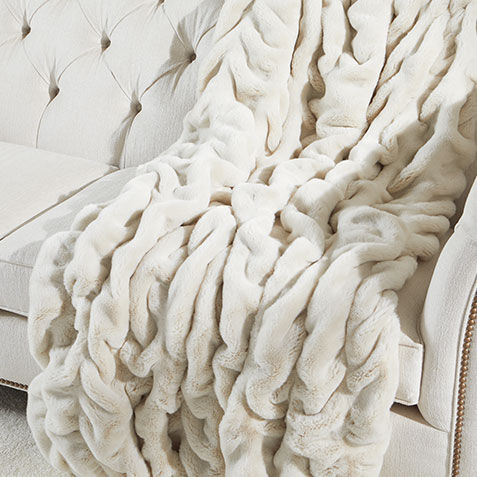 Faux Fur Mink Ruched Throw Product Tile Hover Image 031864