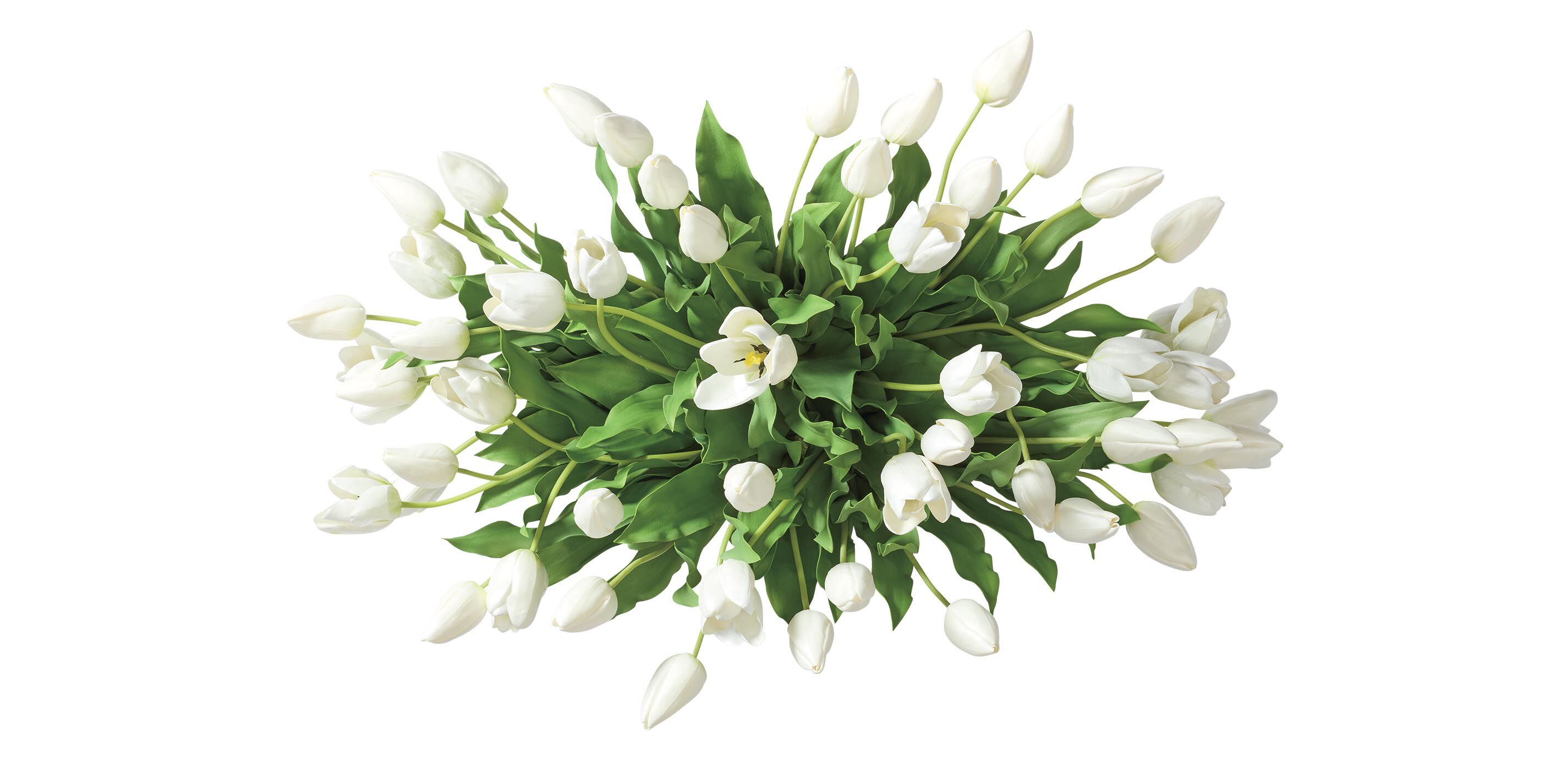 White Tulip Centerpiece in Linear Glass Vase_4