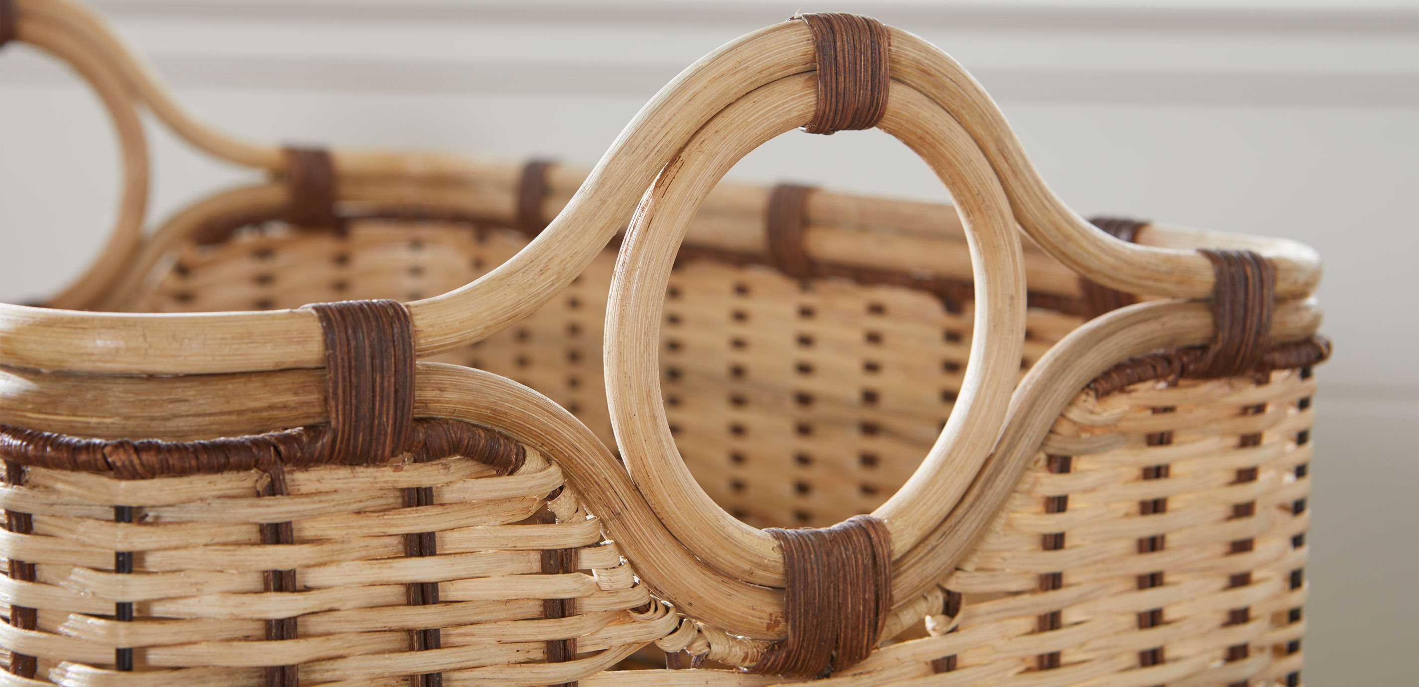 Wicker Rattan Basket with Brown Cord_4