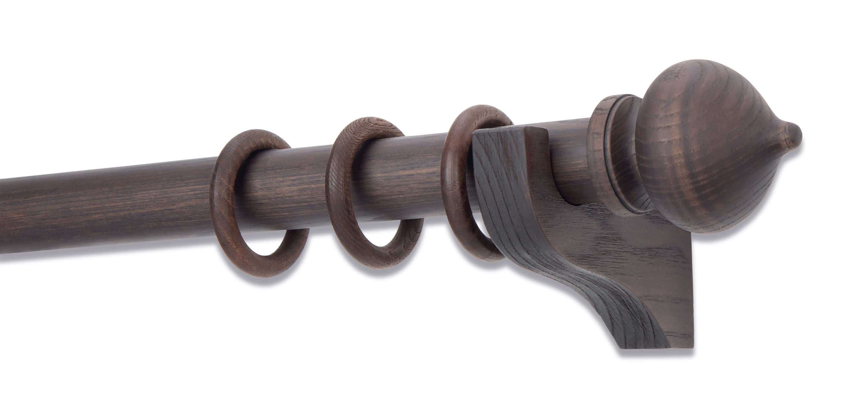 Distressed Wood Drapery Hardware Set with Turnip Finial