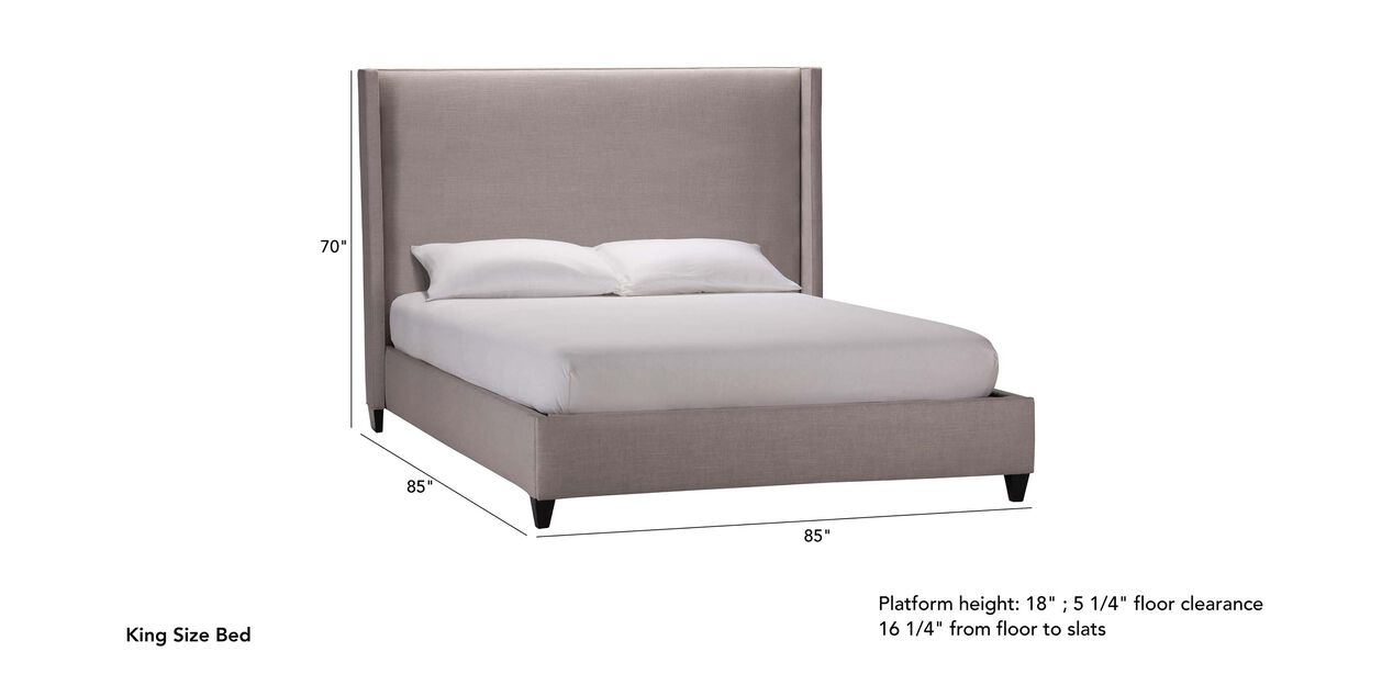 Colton Platform Bed With Tall Headboard, Tall California King Platform Bed