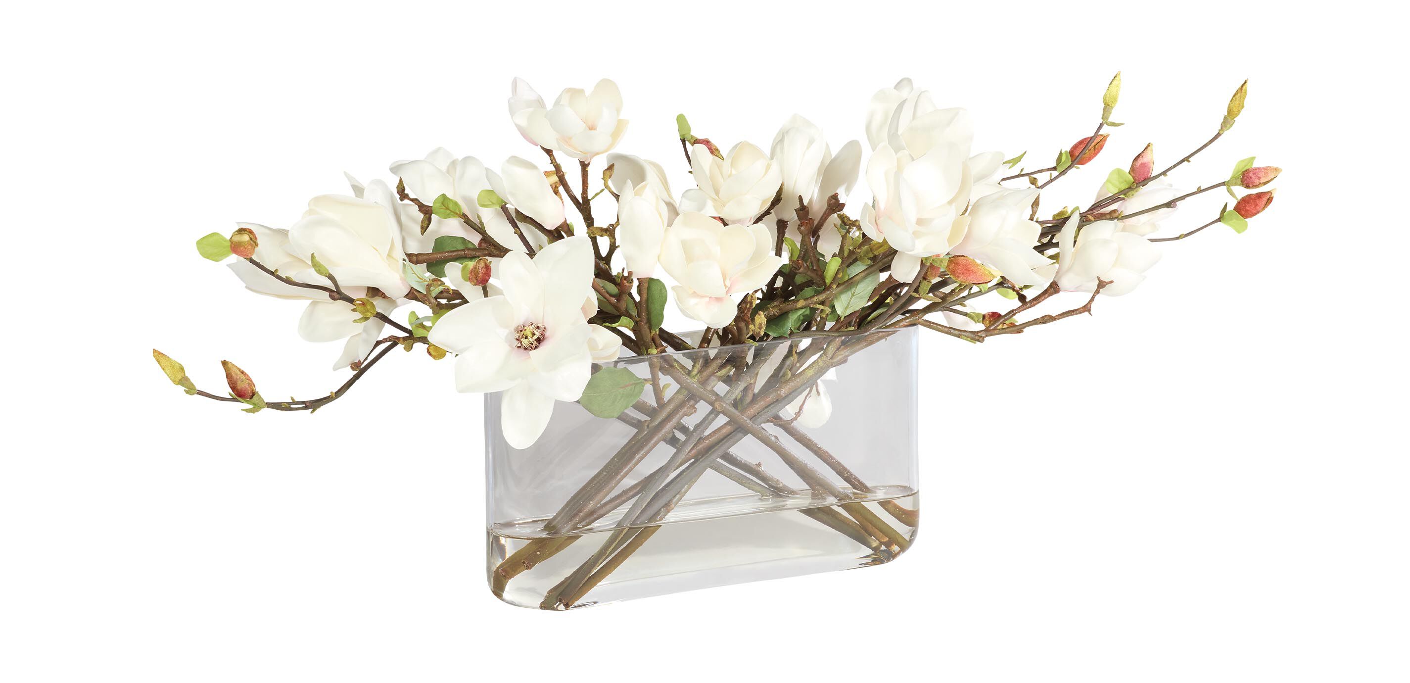 Magnolia Arrangement in Linear Vase_1