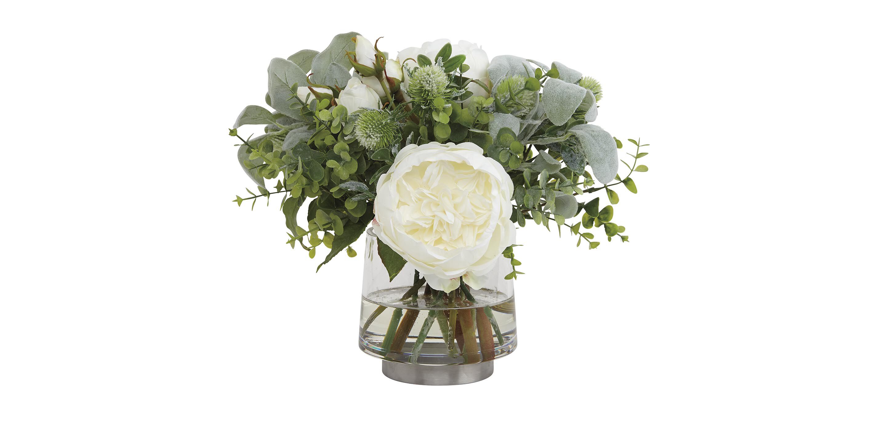 Rose Thistle Mix in Glass Vase