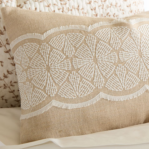 Linen Pillow with White Embroidery Product Tile Hover Image 062504
