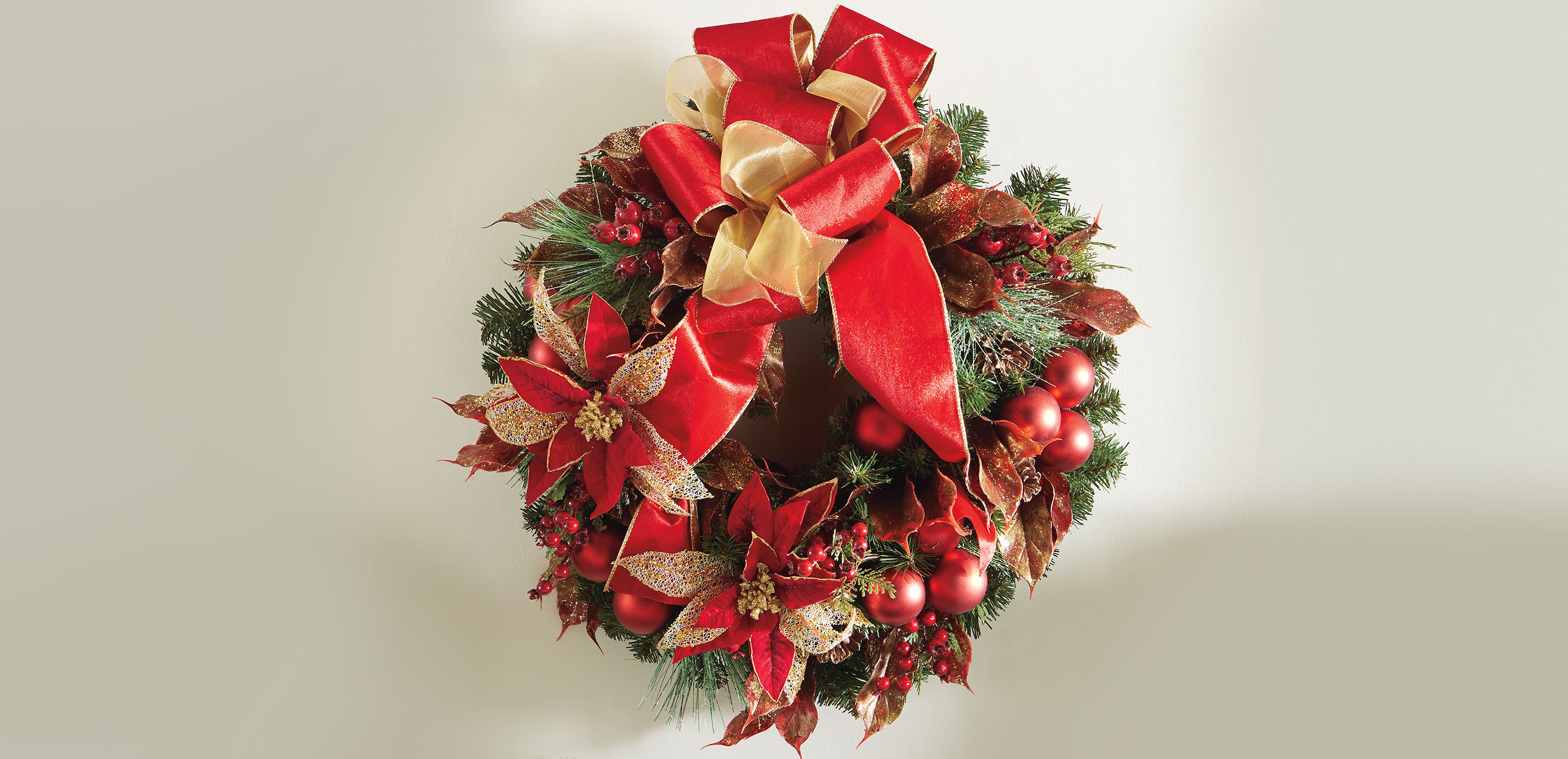 28" Red Poinsettia Holiday Wreath_2