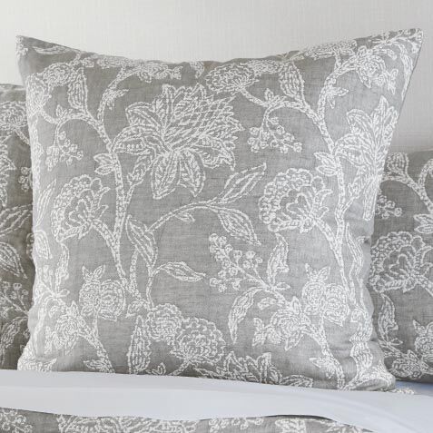 Floral Jacquard Euro Sham, Grey image