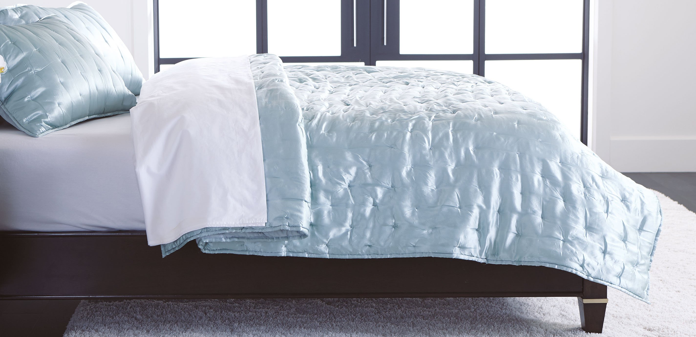 Washed Silk Coverlet, Seaglass, Full/Queen