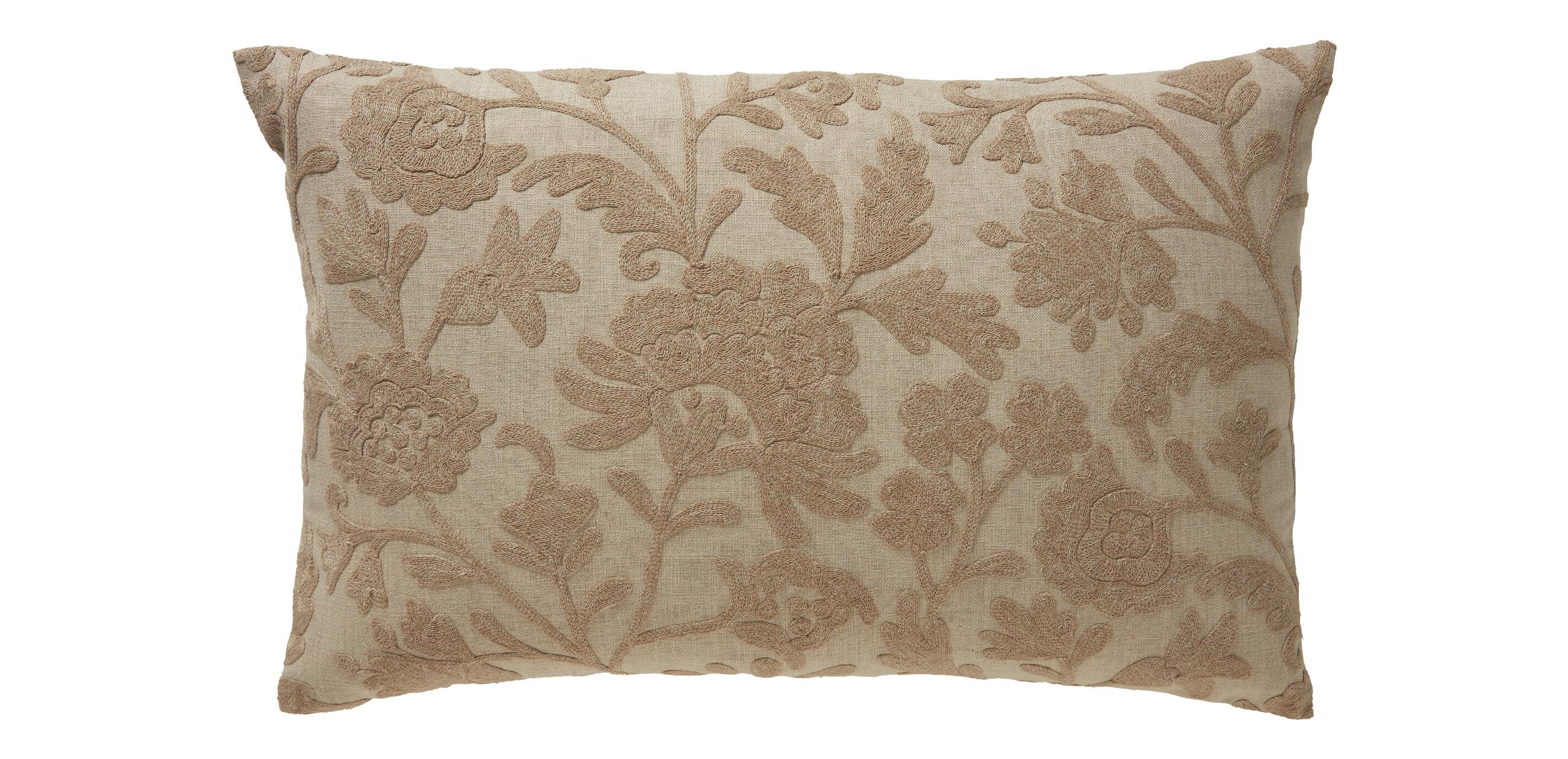 Crewel Stitch Botanical Lumbar Pillow