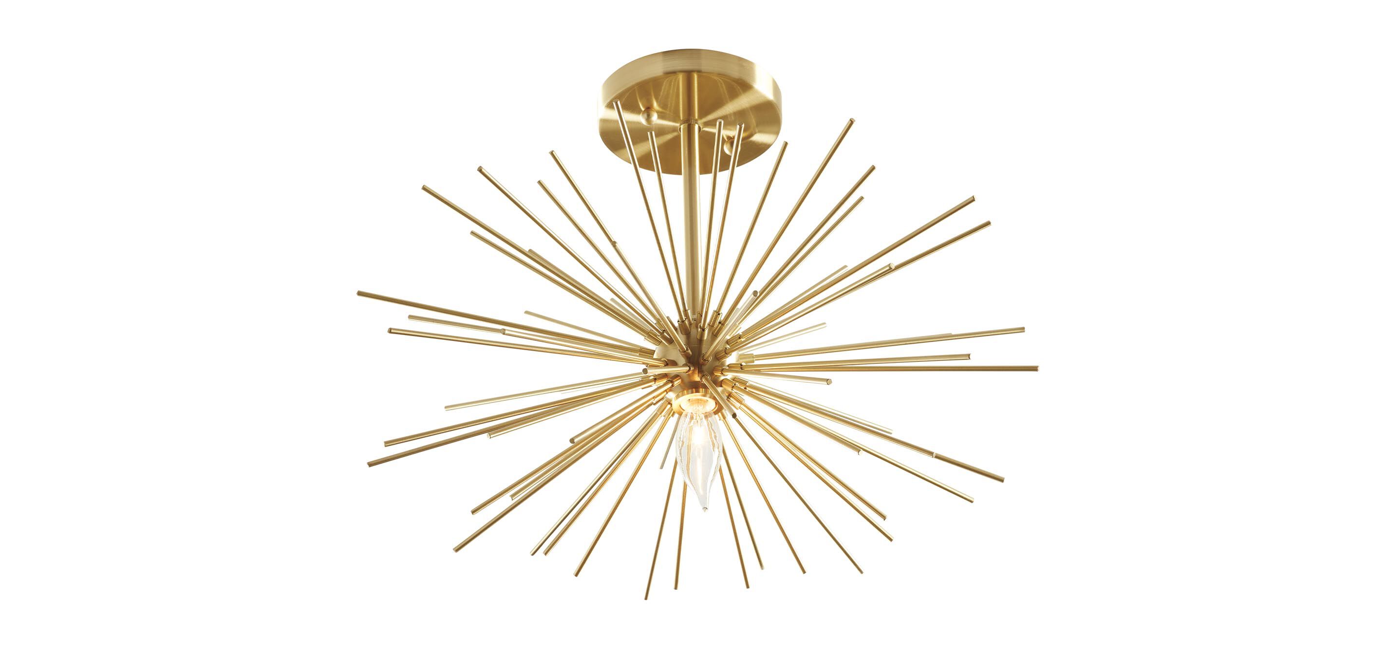 Starburst Brass Semi-Flush Ceiling Light_2