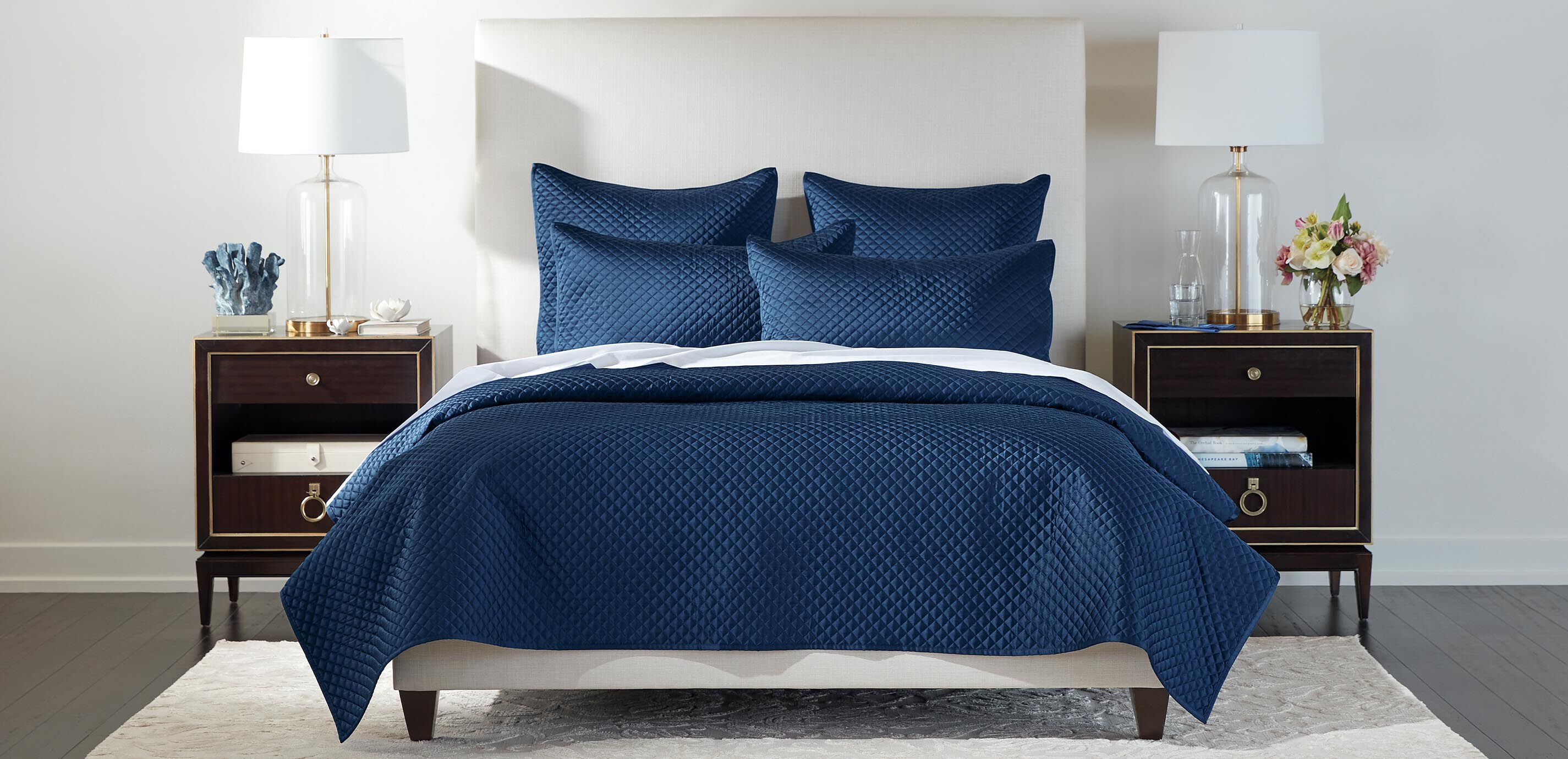 Salena Quilted Coverlet and Shams Set, Navy