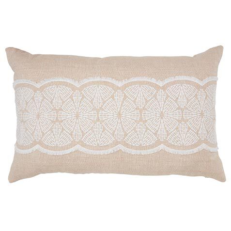 Linen Pillow with White Embroidery image
