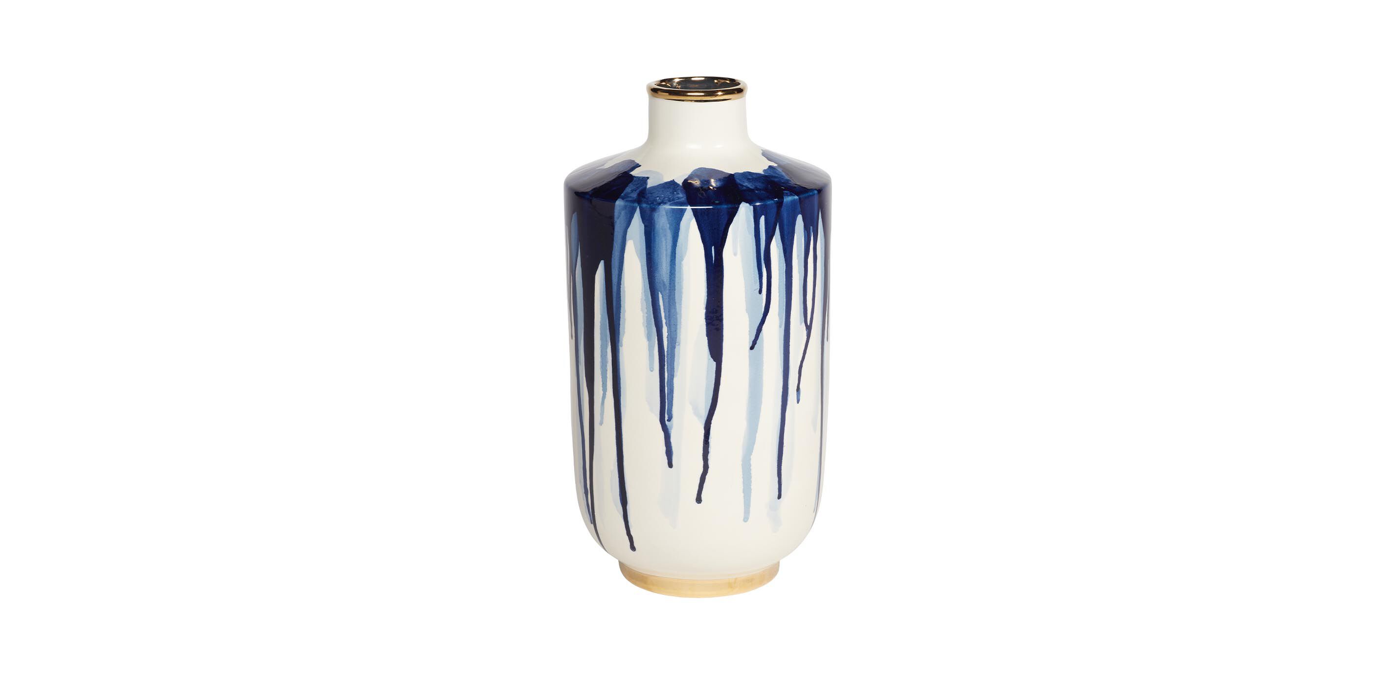 Danya Blue Ceramic Drip Vase_1