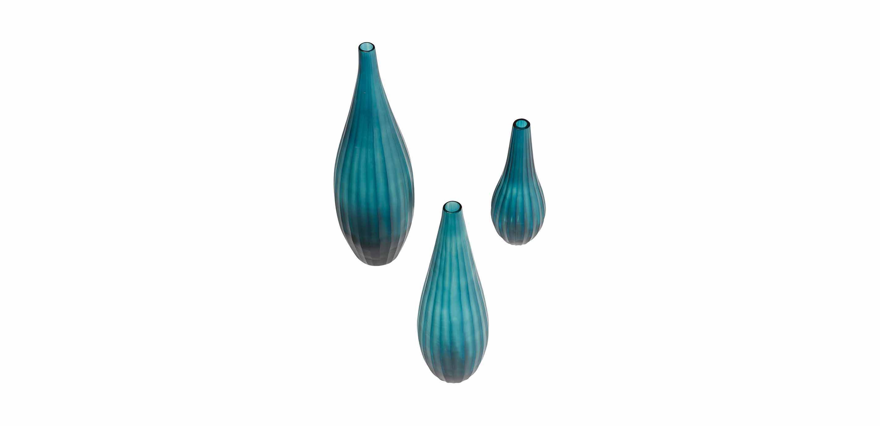 Small Teal Ribbed Vase_1