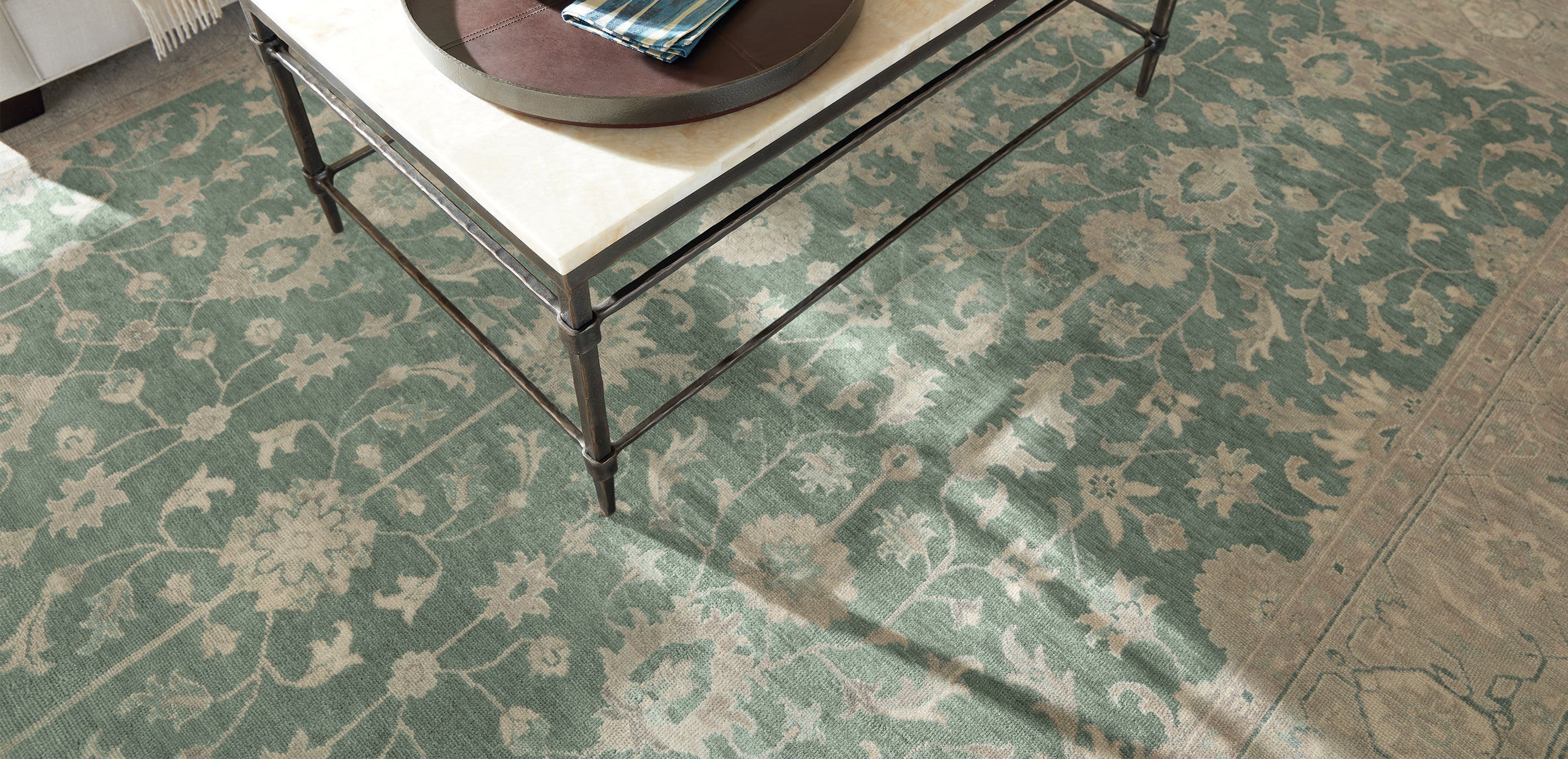 Mughal Mahal Sea Blue Floral Rug_9