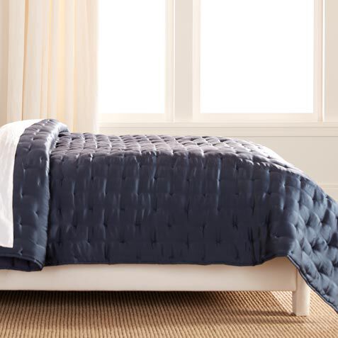 Washed Silk Full/Queen Coverlet, Navy image