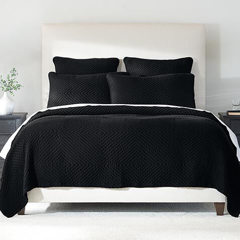Geometric Matelasse Coverlet and Shams Set, Black image
