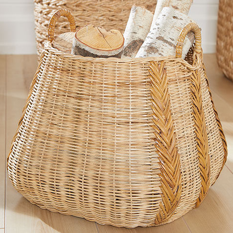 Large Braided Wicker Basket Product Tile Hover Image 432474   NAT