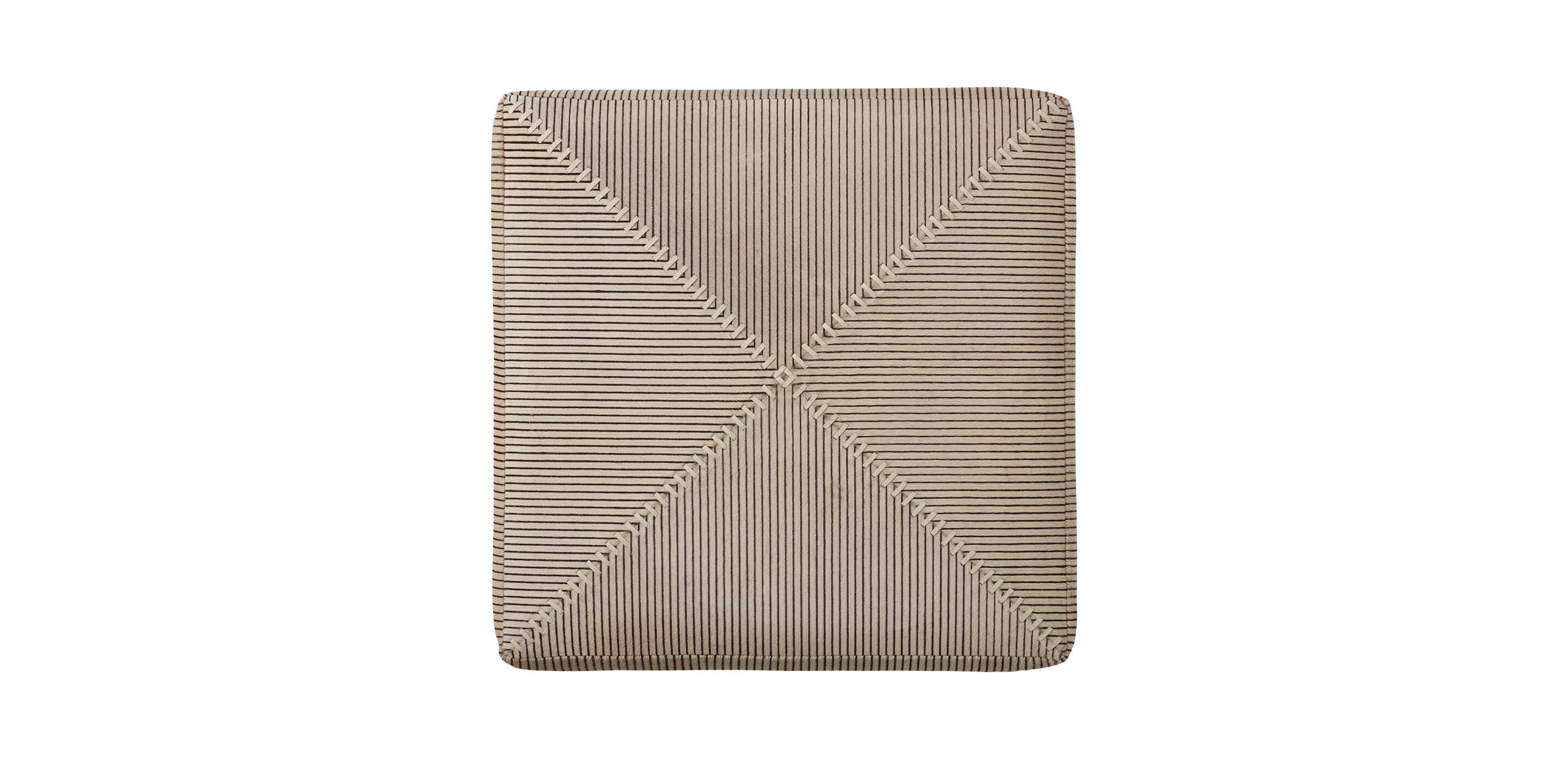 Pinstripe Hide & Leather Pouf_2
