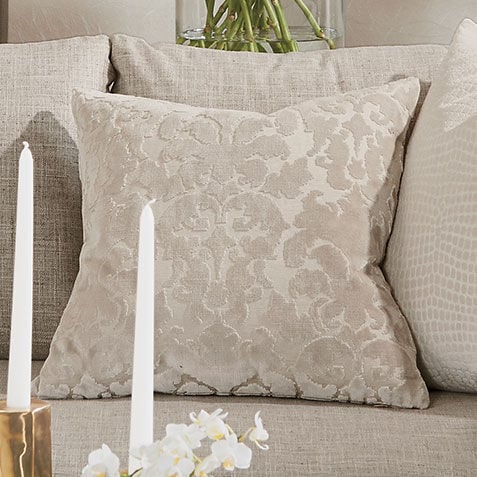 Cut Velvet Damask Pillow Product Tile Hover Image 065666   TAU