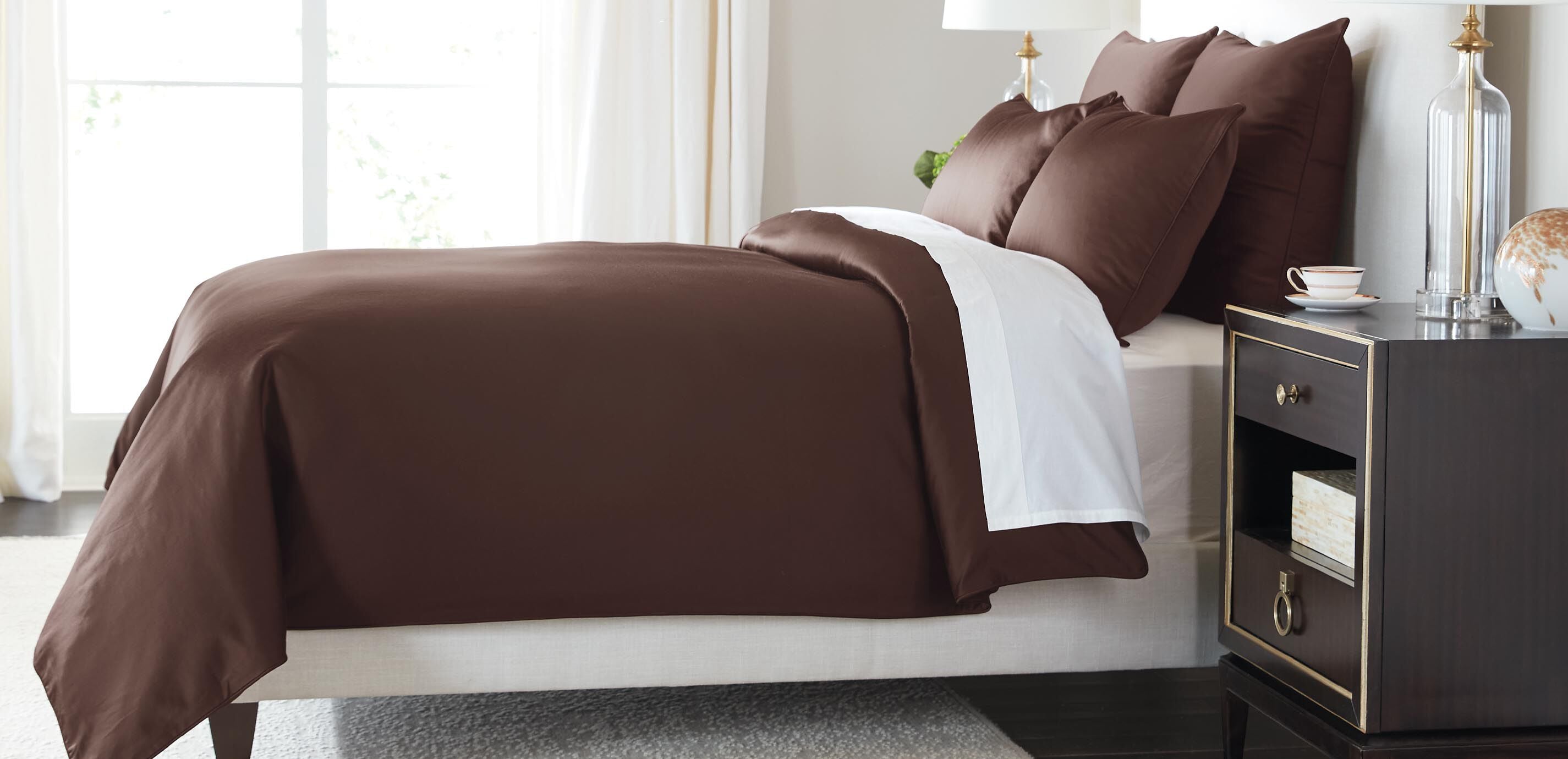 Salena Solid Duvet Cover and Shams Set, Espresso_1