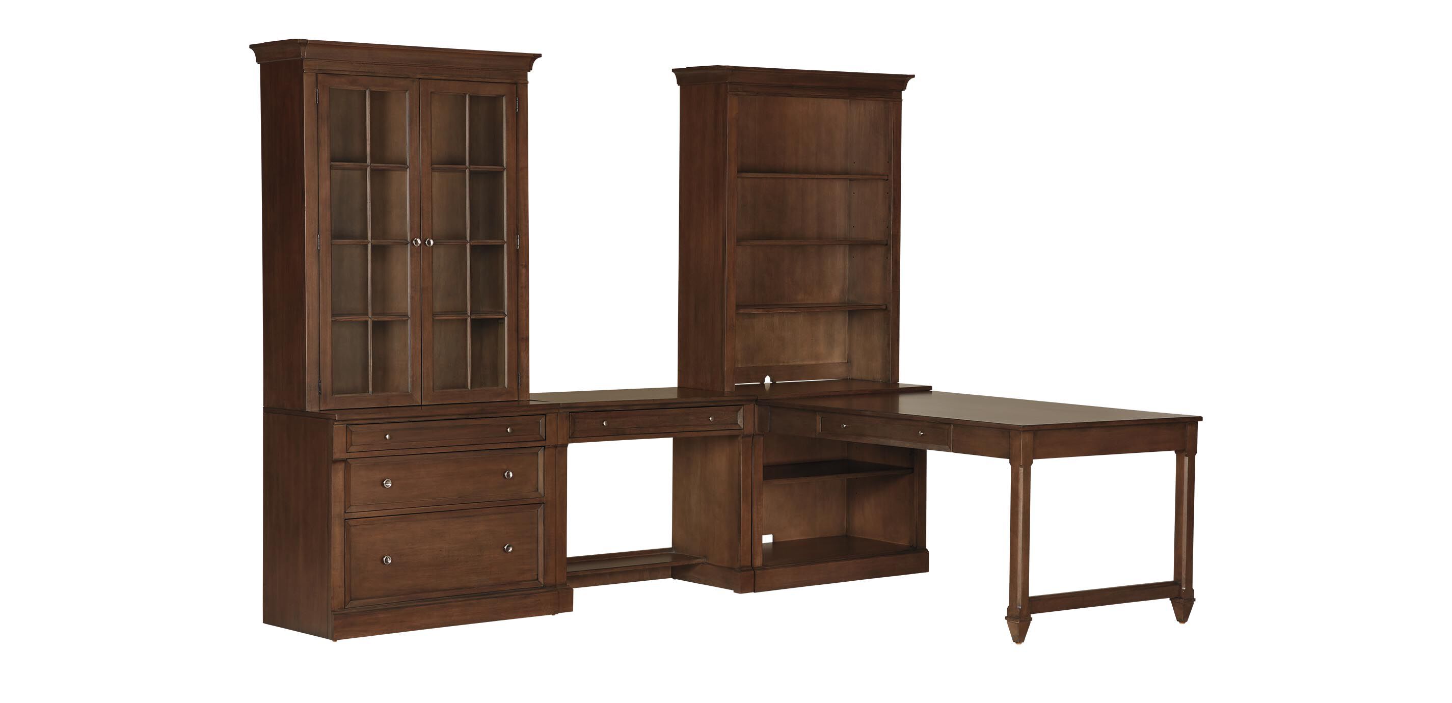 Continental Double Office Island with Bridge Desk_1