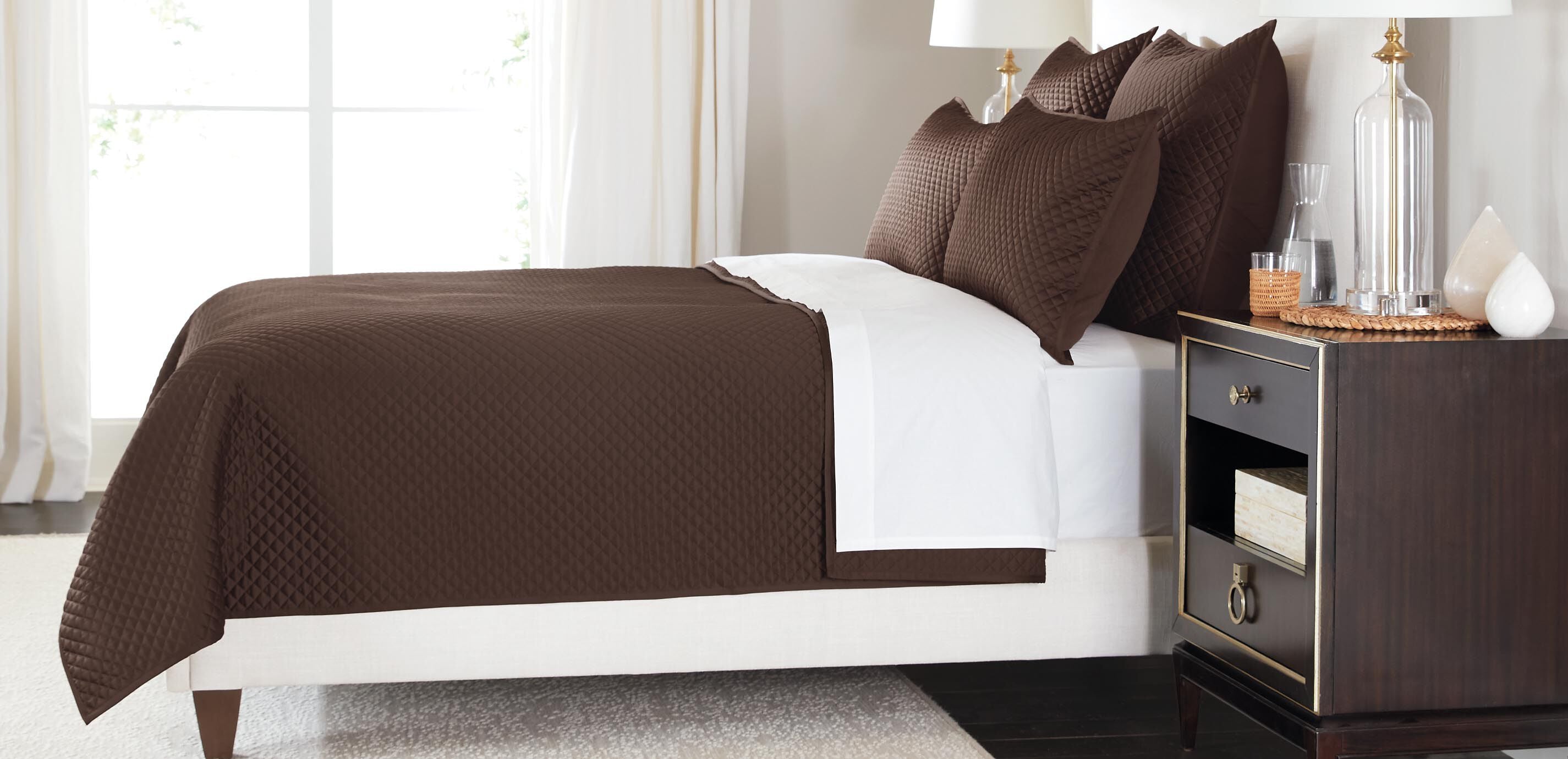 Salena Quilted Coverlet and Shams Set, Espresso_1