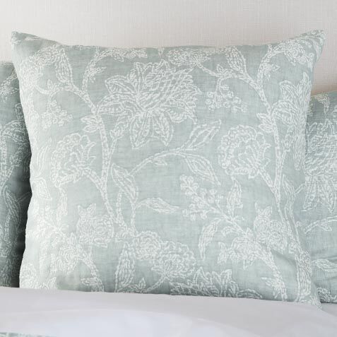 Floral Jacquard Euro Sham, Aqua image 036239D  AQU