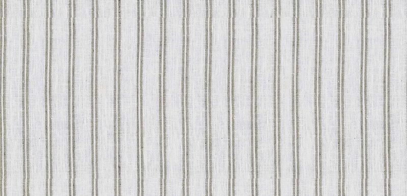 Ticking Stripe Linen Fabric, Ivory/Petrol/Spa Fabric By the Yard