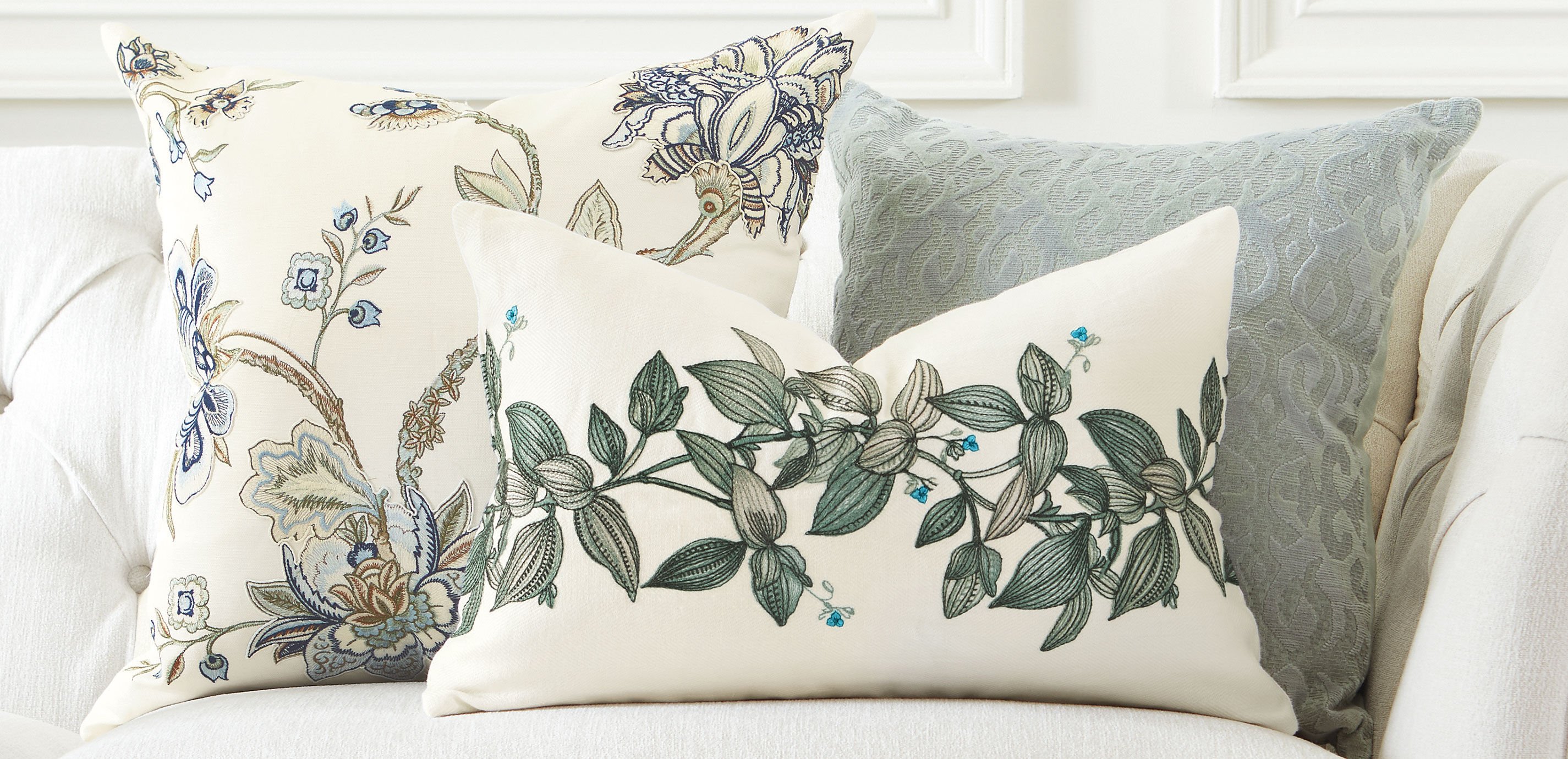 Leafy Vine Embroidered Lumbar Pillow_4