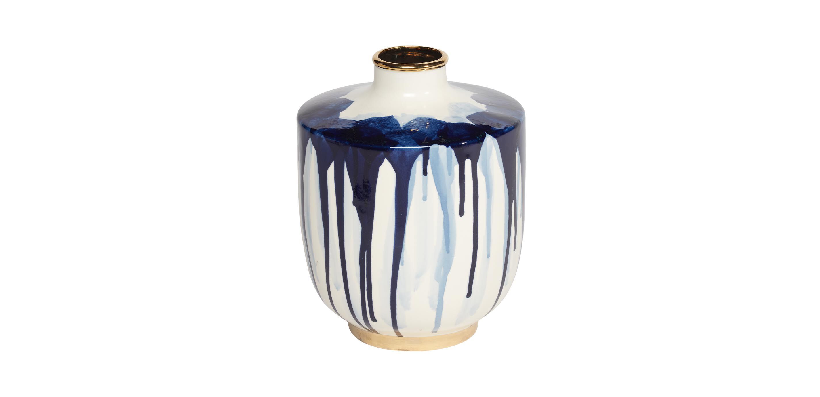 Danya Blue Ceramic Drip Vase