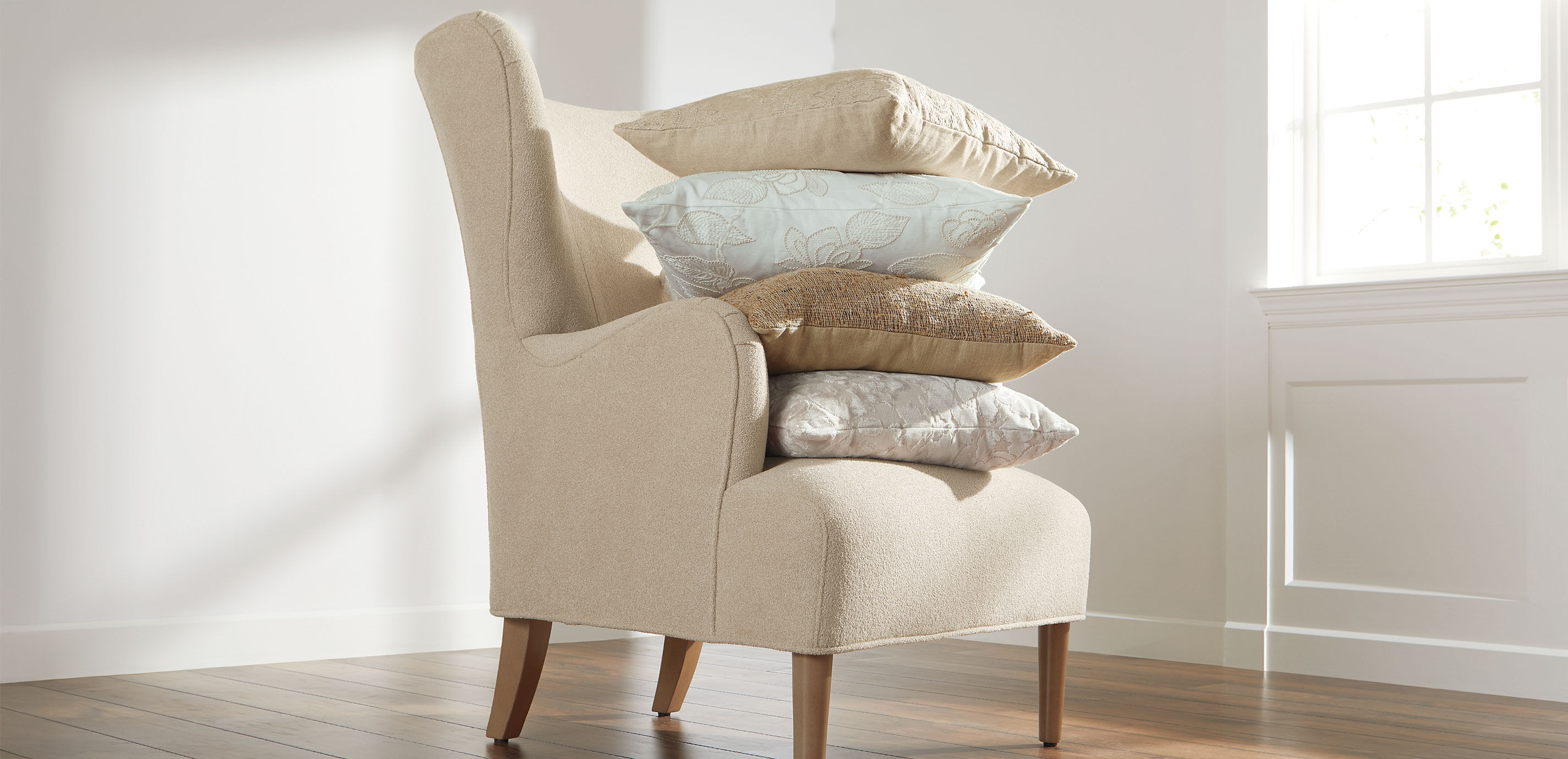 Linen-Blend Floral Embroidered 22" Square Pillow, White_9