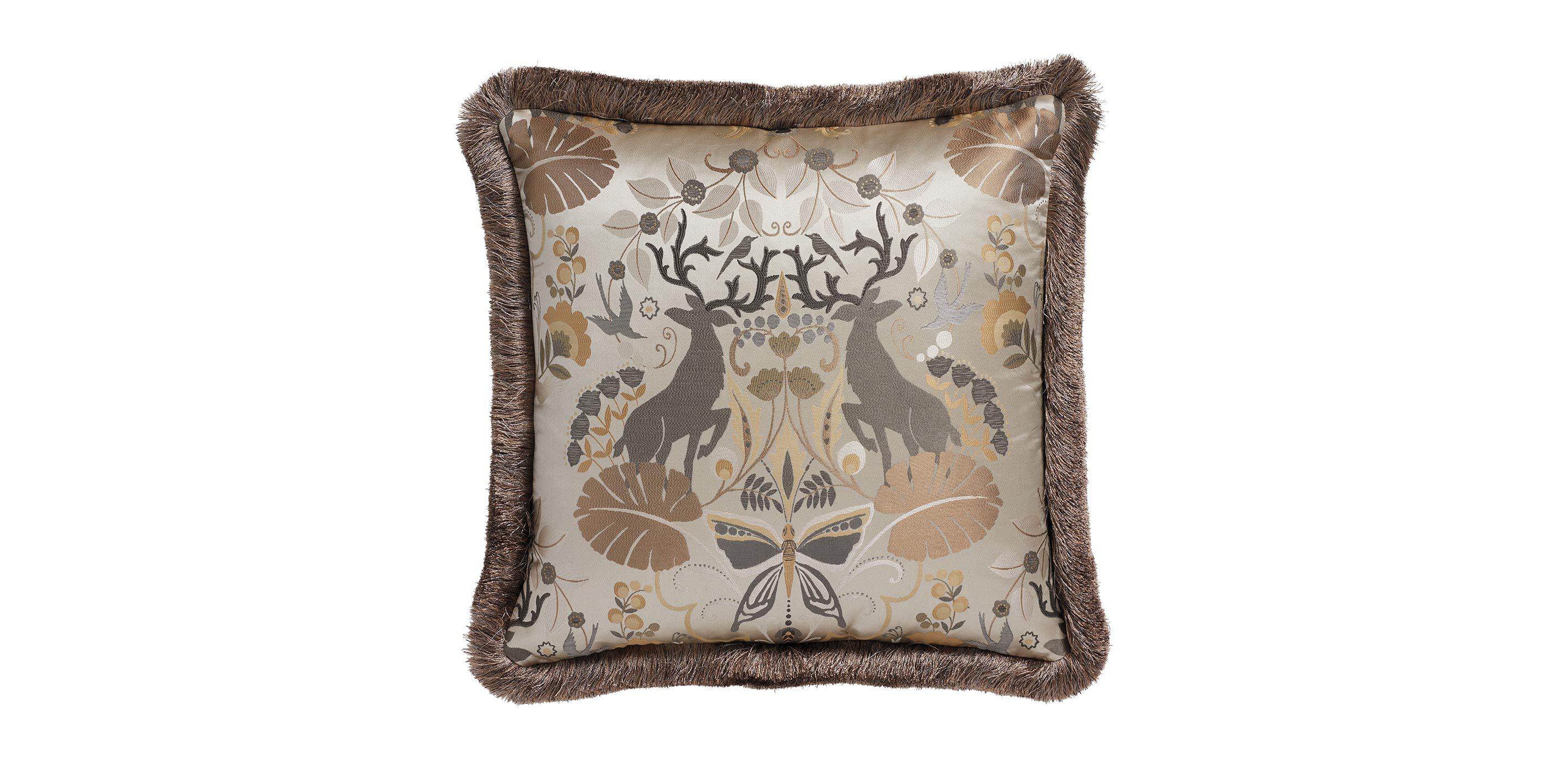 Flora and Fauna Jacquard Pillow