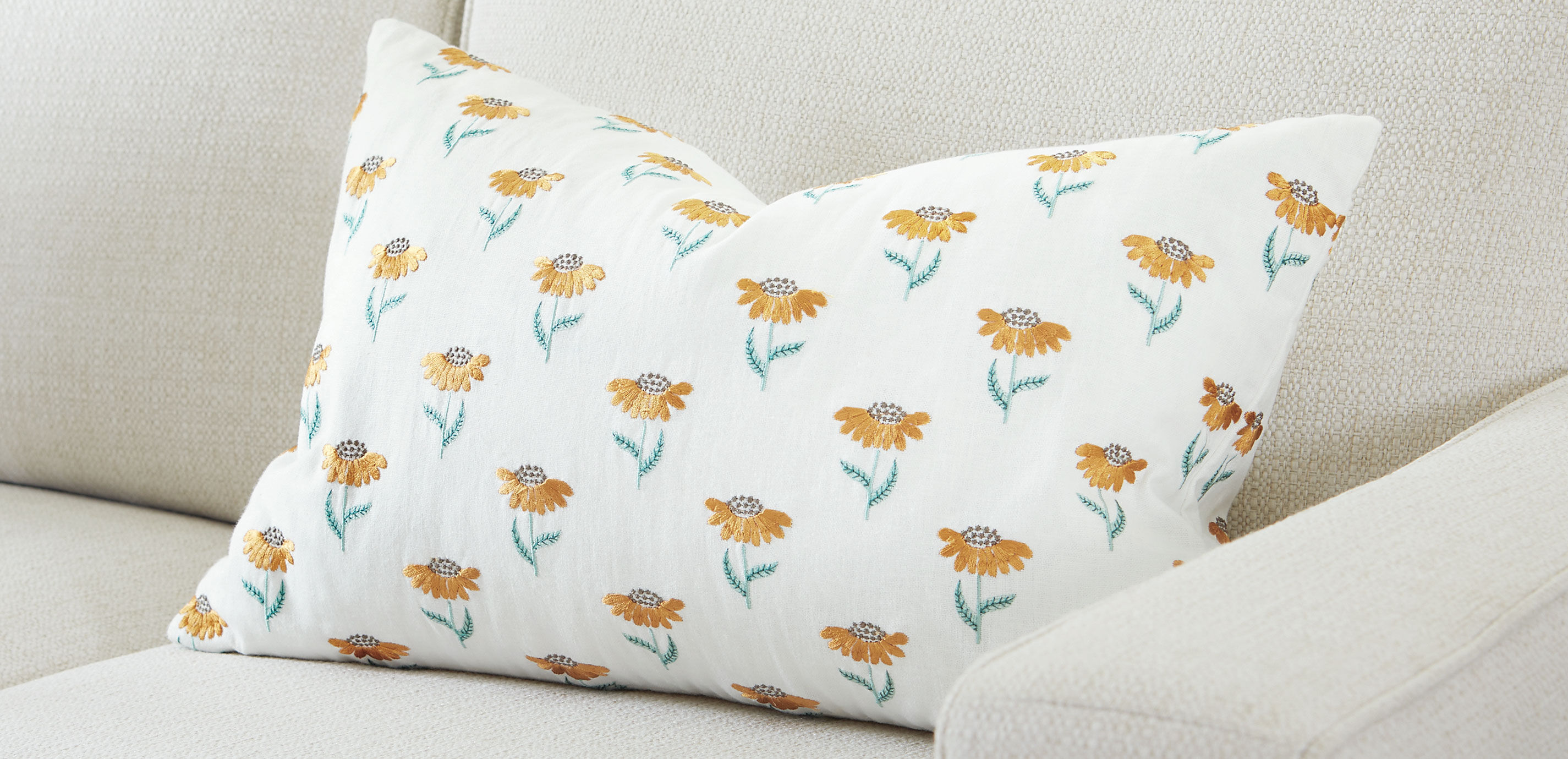 Embroidered Mini Sunflower Lumbar Pillow_1