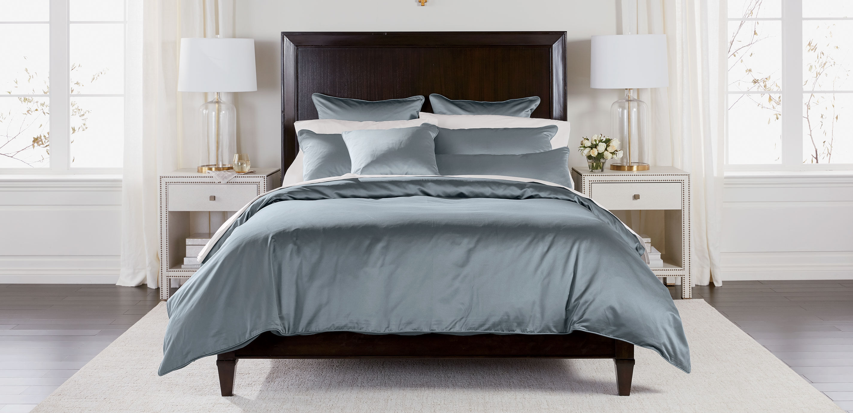 Salena Solid Duvet Cover and Shams, Mist Blue