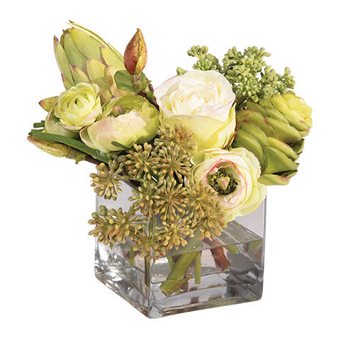 Small Tropical Florals in Glass Cube image