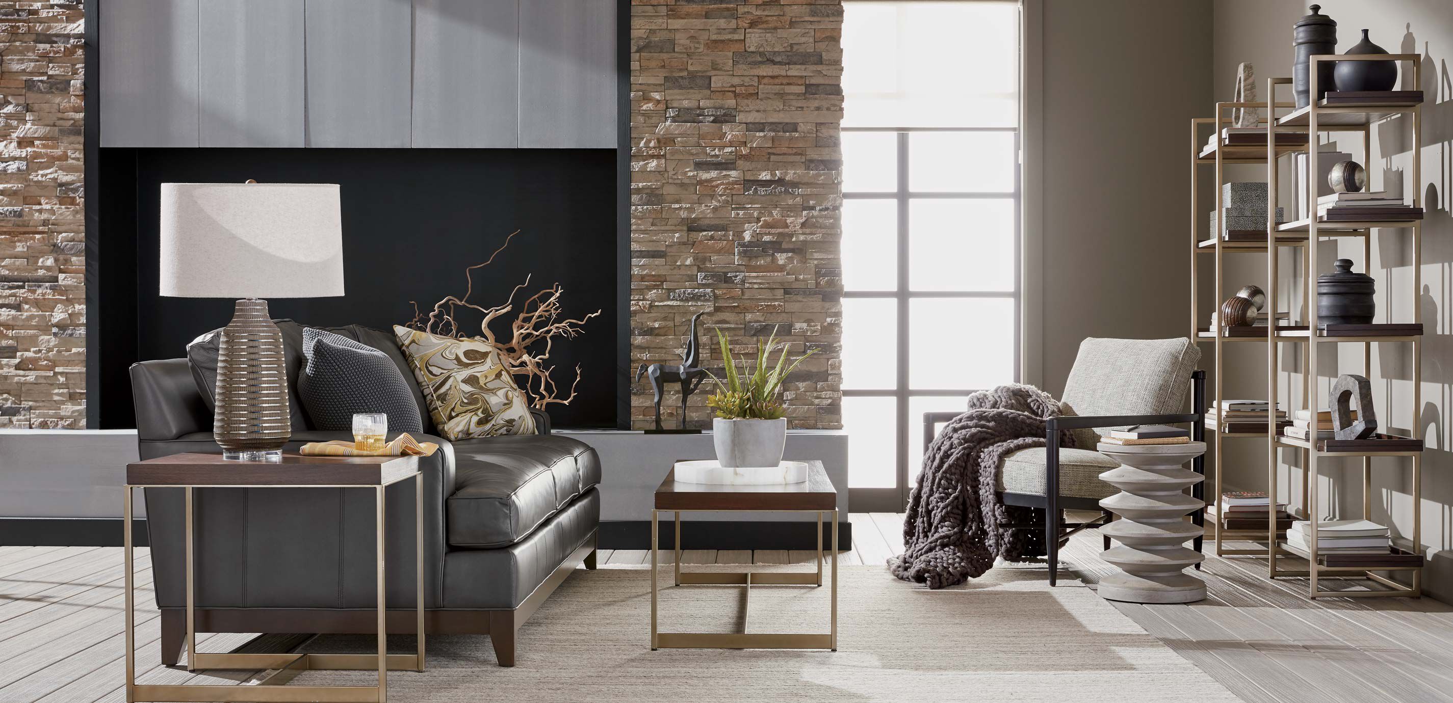 Arcata Leather Three-Seat Sofa 87"