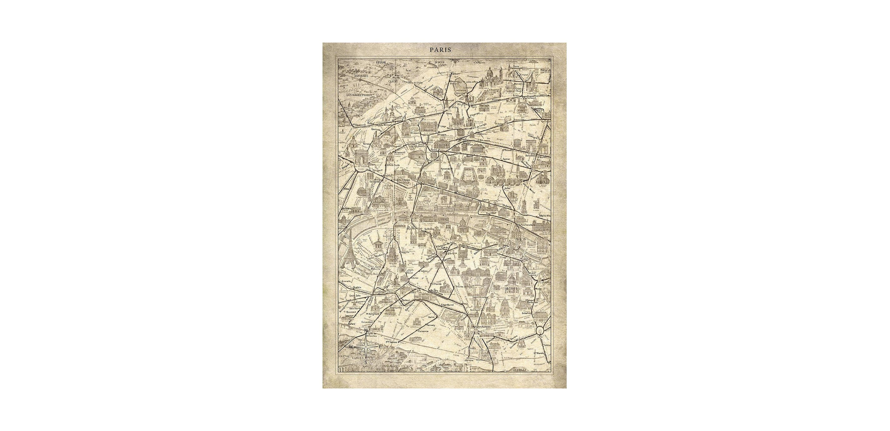 Paris Map I Vintage