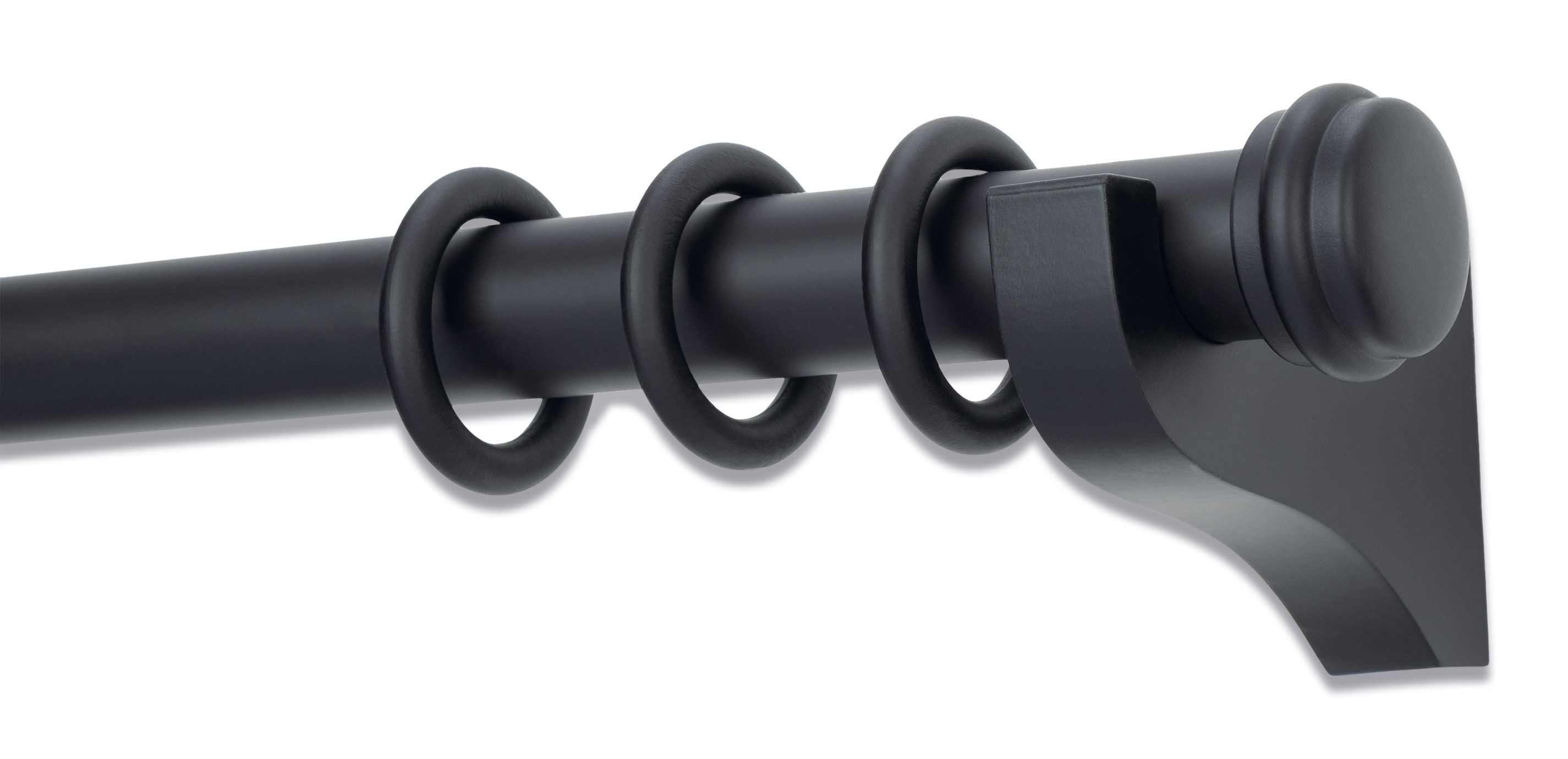 Painted Wood Drapery Hardware Set with Disc End Cap Finial