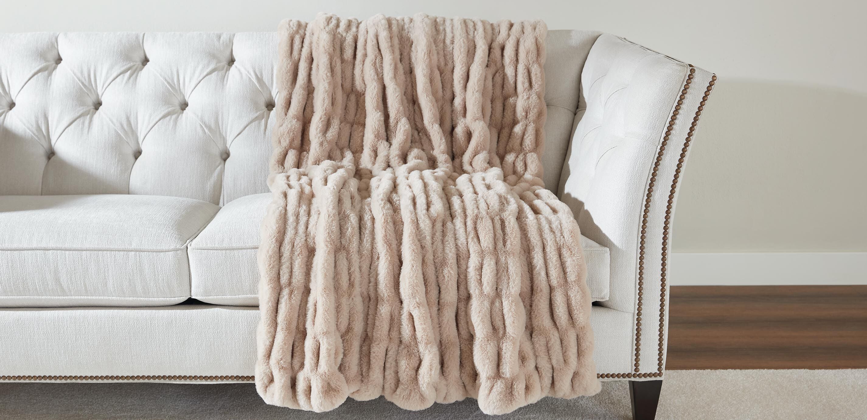 Ruched Faux Fur Throw