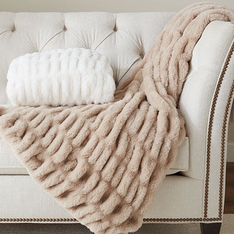 Ruched Faux Fur Throw Product Tile Hover Image 031865MST