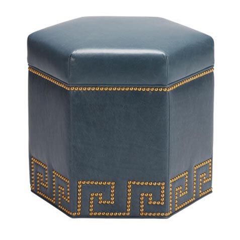 Viviette Leather Hexagon Ottoman image