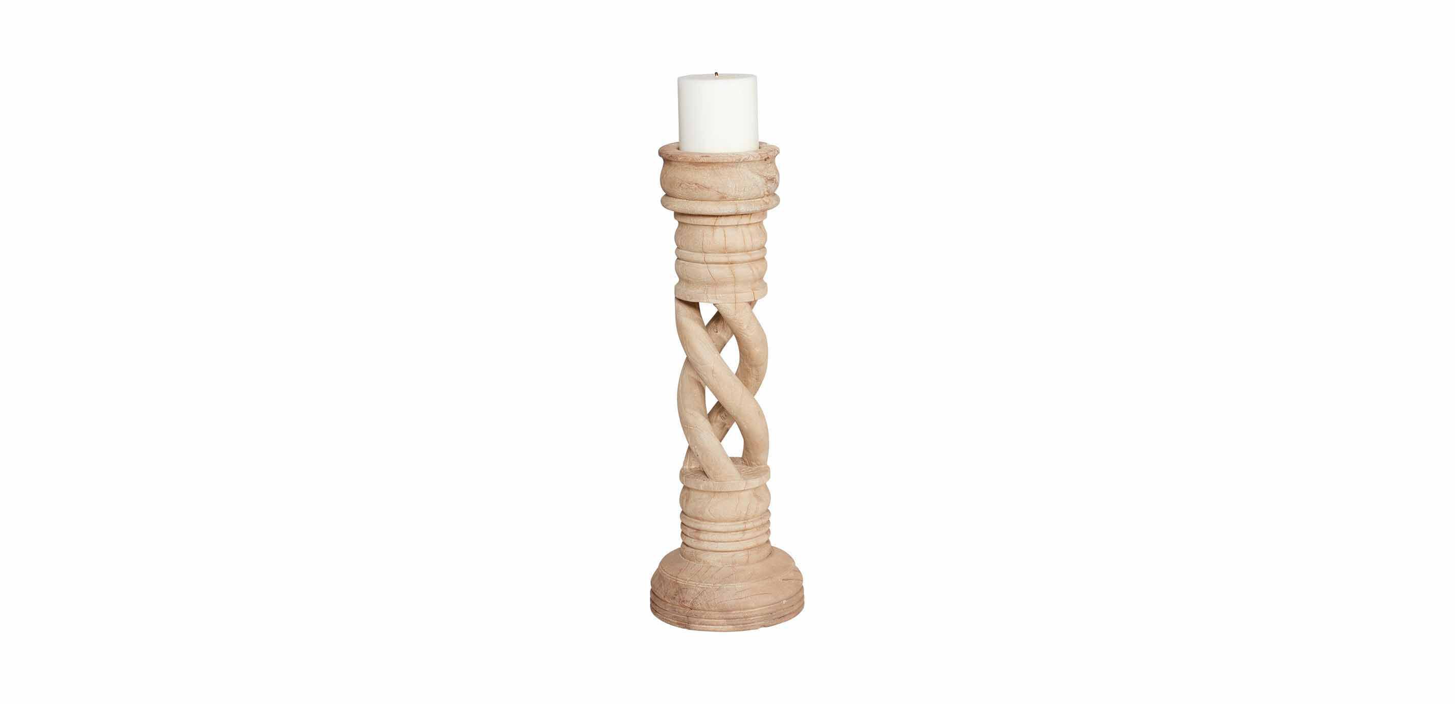 Spiral Wood Candlestick