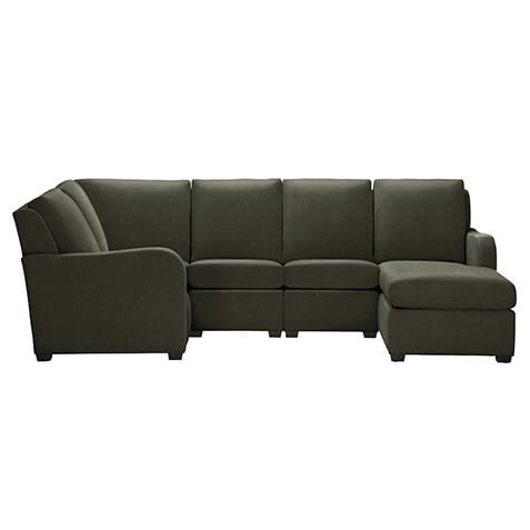 Jennings Leather Five-Piece Sectional with Chaise image