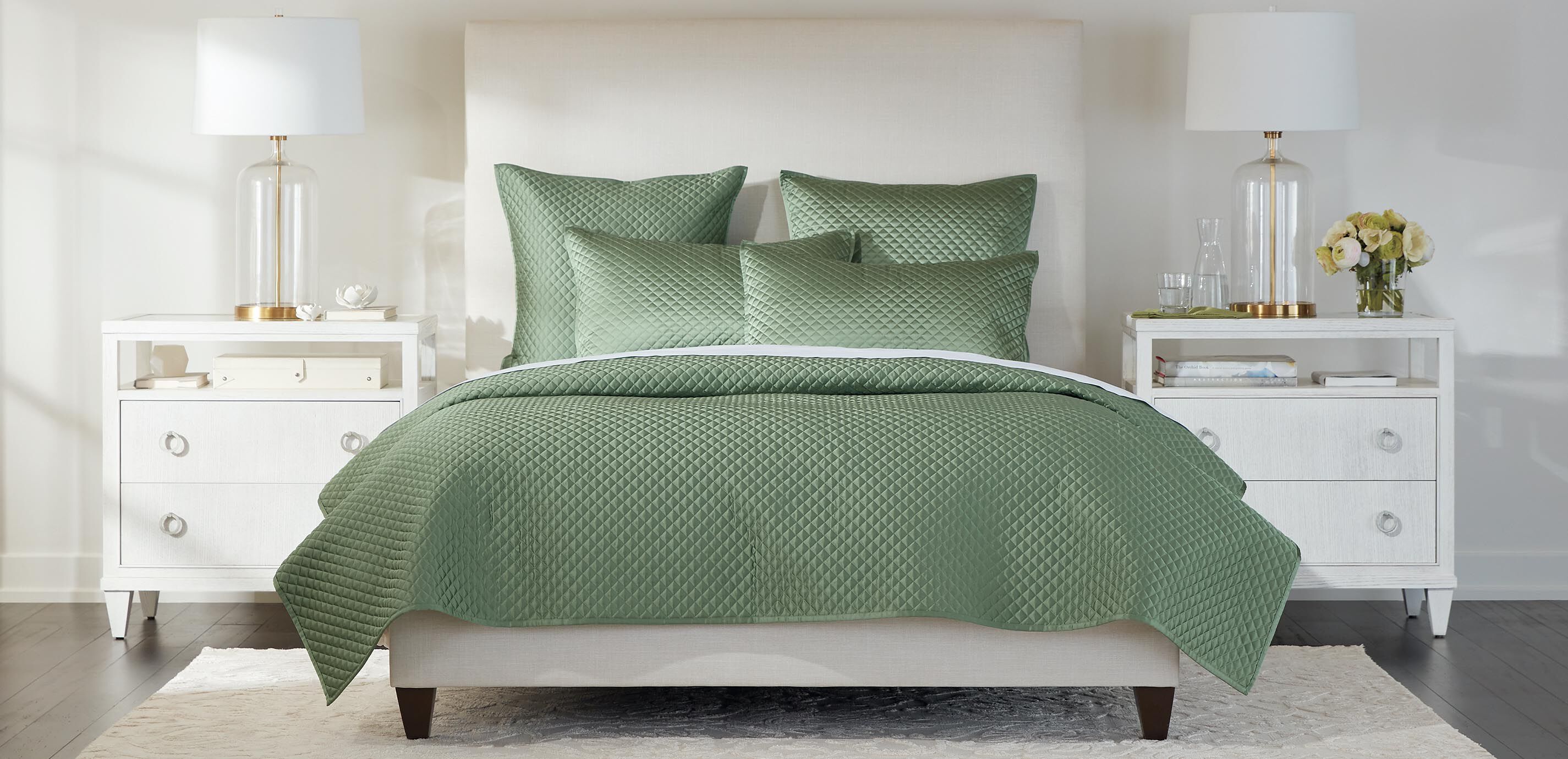 Salena Quilted Coverlet and Shams Set, Sage