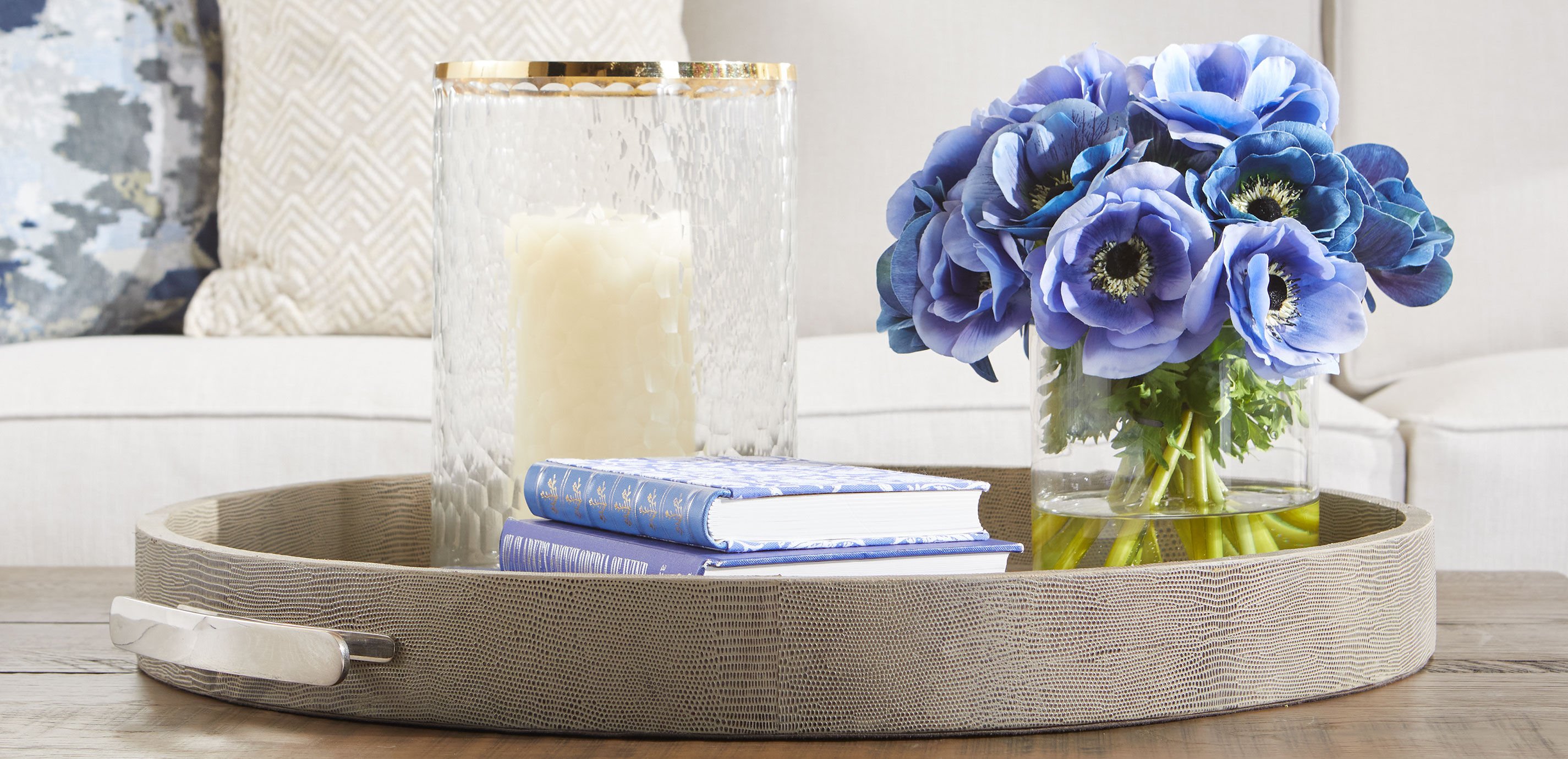 Deep Blue Anemone Bouquet in Cylinder Vase_8